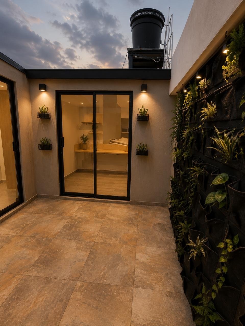 Patio con jardín vertical